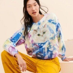 Free People Paul & Joe Brian Tie Dye Kitty Sweatshirt